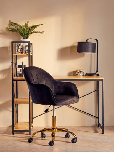 Brent Black Velvet & Gold Base Home Office Chair