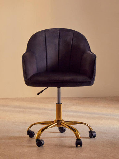 Brent Black Velvet & Gold Base Home Office Chair