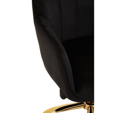 Brent Black Velvet & Gold Base Home Office Chair