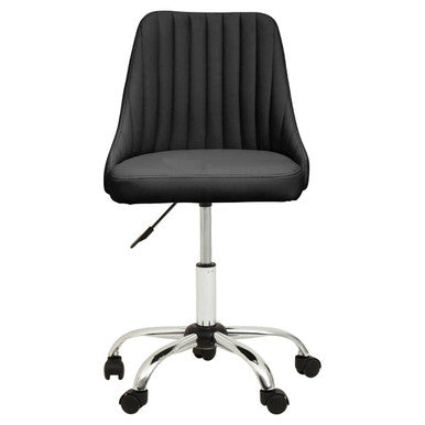 Brent Ribbed Black & Chrome Home Office Chair