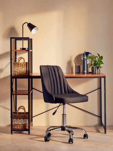 Brent Ribbed Black & Chrome Home Office Chair