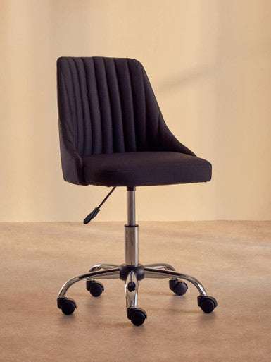 Brent Ribbed Black & Chrome Home Office Chair