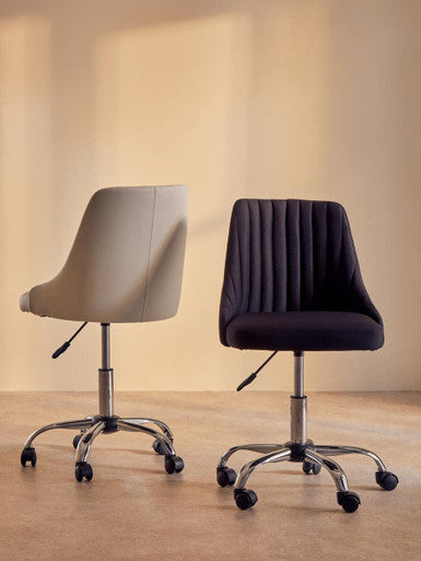 Brent Ribbed Black & Chrome Home Office Chair