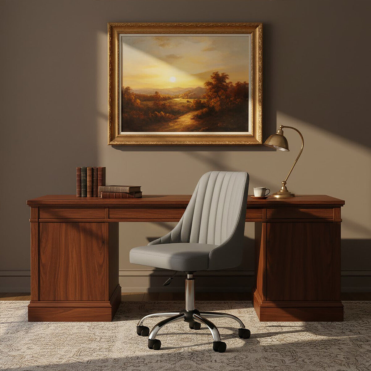 Brent Grey Leather Home Office Chair