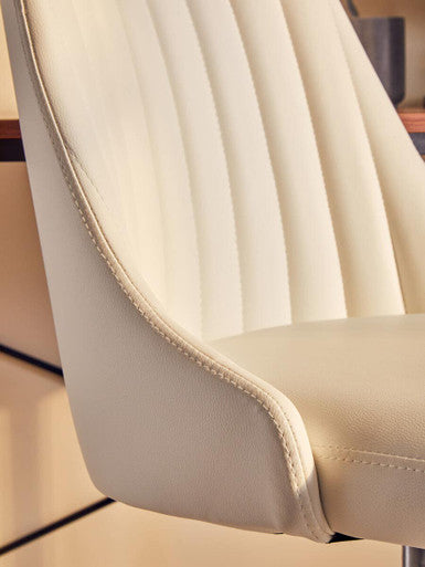 Brent Off White Leather Home Office Chair