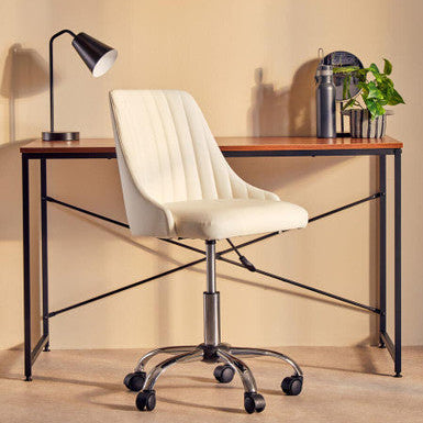Brent Off White Leather Home Office Chair