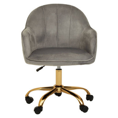 Brent Grey Velvet & Gold Home Office Chair