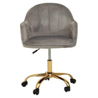 Brent Grey Velvet & Gold Home Office Chair