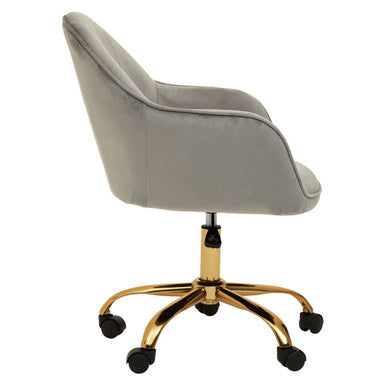 Brent Grey Velvet & Gold Home Office Chair