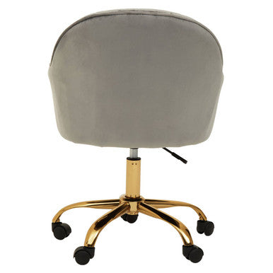 Brent Grey Velvet & Gold Home Office Chair