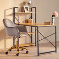 Brent Grey Velvet & Gold Home Office Chair