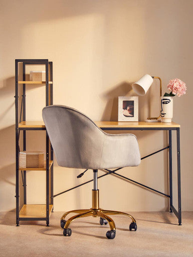 Brent Grey Velvet & Gold Home Office Chair