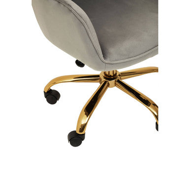 Brent Grey Velvet & Gold Home Office Chair