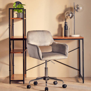 Brent Grey Velvet & Chrome Base Home Office Chair