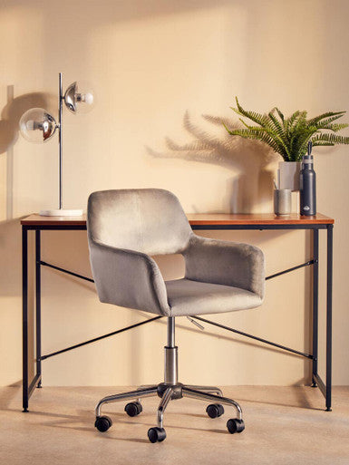 Brent Grey Velvet & Chrome Base Home Office Chair
