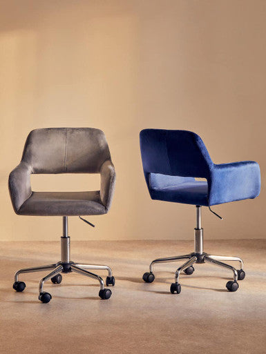 Brent Grey Velvet & Chrome Base Home Office Chair