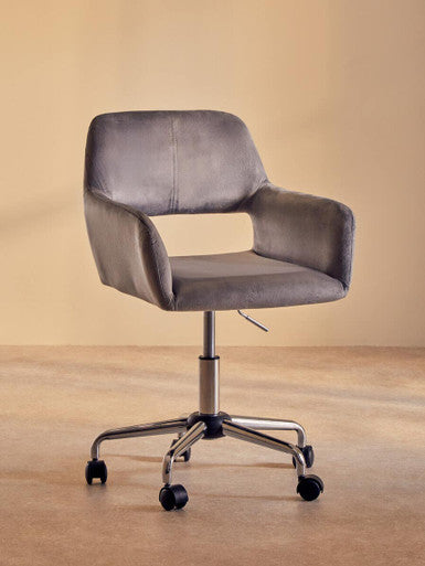 Brent Grey Velvet & Chrome Base Home Office Chair