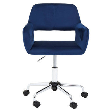Brent Navy Velvet & Chrome Base Home Office Chair