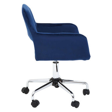 Brent Navy Velvet & Chrome Base Home Office Chair