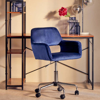 Brent Navy Velvet & Chrome Base Home Office Chair