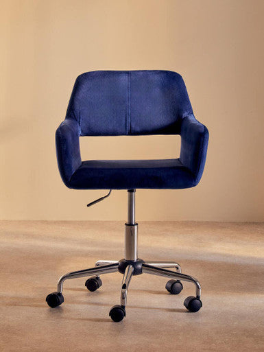 Brent Navy Velvet & Chrome Base Home Office Chair
