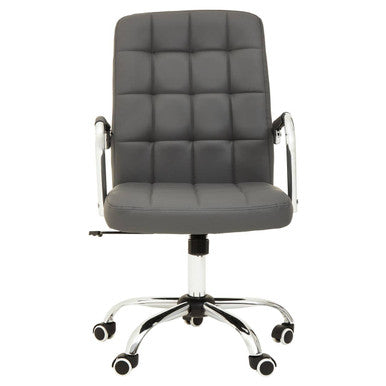 Brent Grey Leather & Chrome Home Office Chair