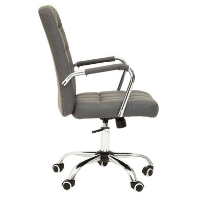 Brent Grey Leather & Chrome Home Office Chair