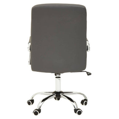 Brent Grey Leather & Chrome Home Office Chair
