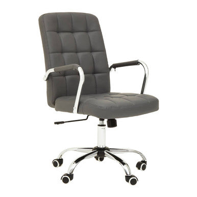 Brent Grey Leather & Chrome Home Office Chair