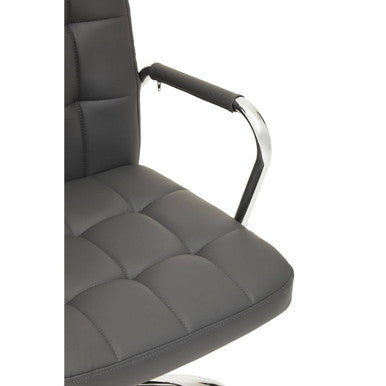 Brent Grey Leather & Chrome Home Office Chair