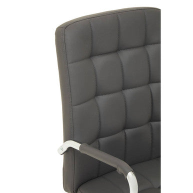 Brent Grey Leather & Chrome Home Office Chair