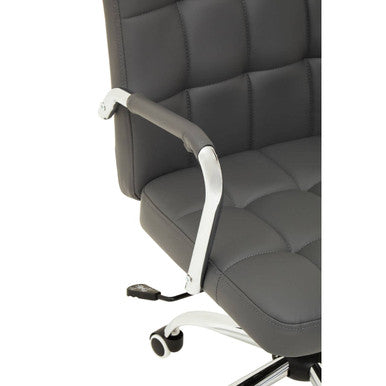 Brent Grey Leather & Chrome Home Office Chair