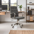 Brent Grey Leather & Chrome Home Office Chair