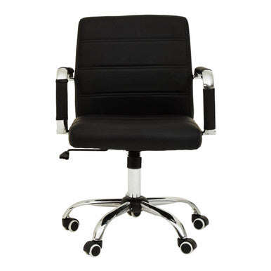 Brent Black Leather & Chrome Home Office Chair