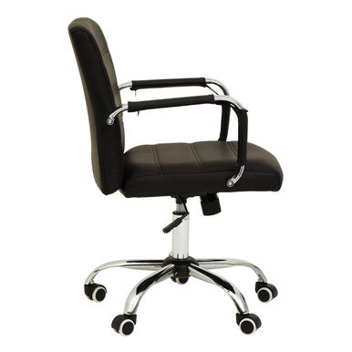 Brent Black Leather & Chrome Home Office Chair
