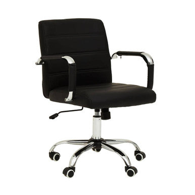 Brent Black Leather & Chrome Home Office Chair