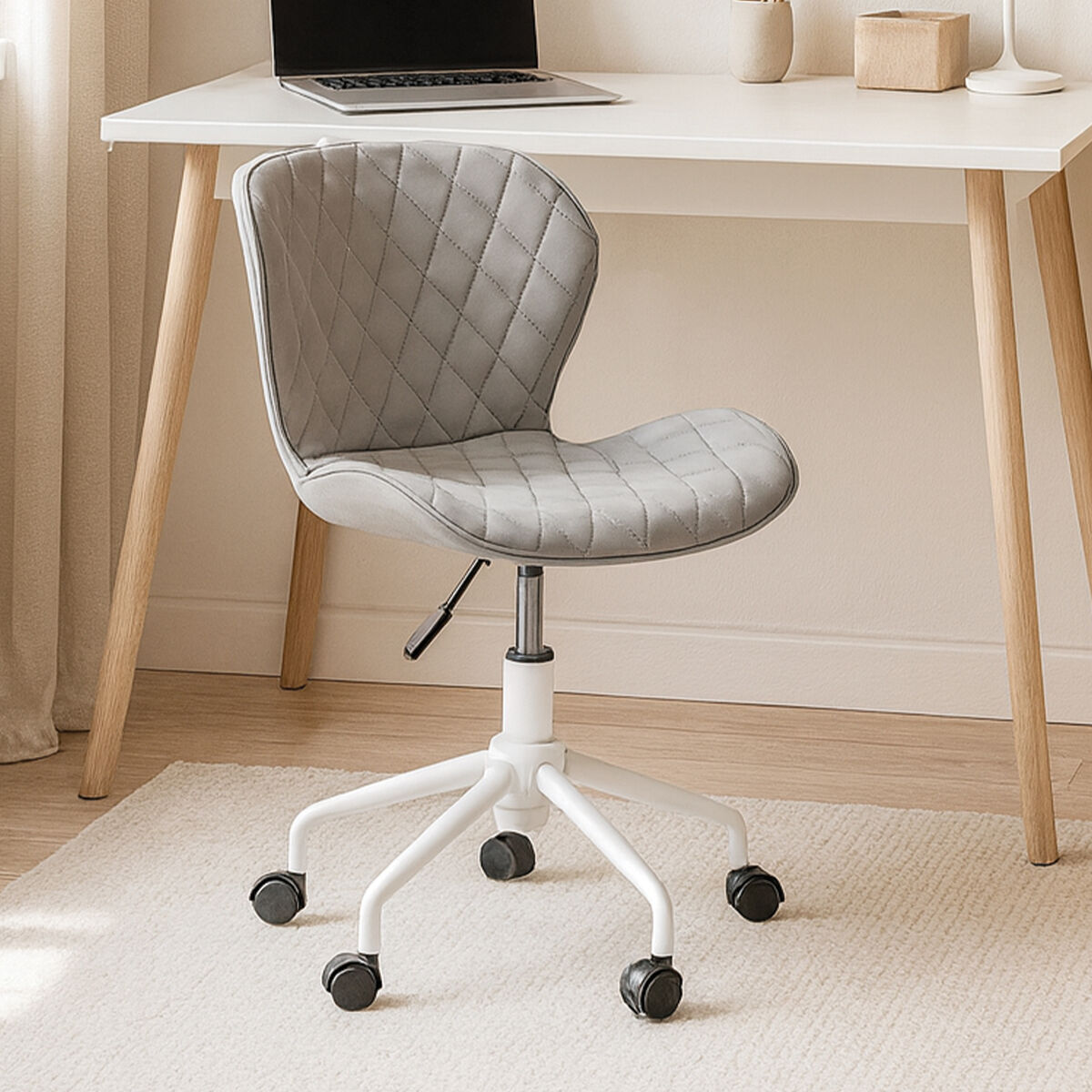 Brent Grey & White Home Office Chair