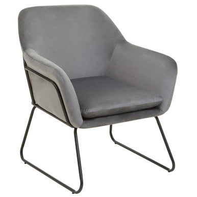 Xander Grey Velvet & Black Frame Accent Chair