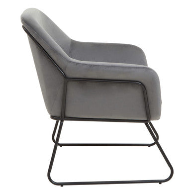 Xander Grey Velvet & Black Frame Accent Chair