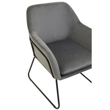 Xander Grey Velvet & Black Frame Accent Chair