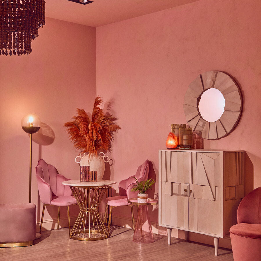 Tian Pink Velvet Dining Chair With Gold Metal Legs