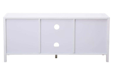 Sherman White Wood & Rattan Media Unit