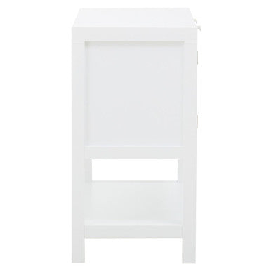 Sherman White Wood & Rattan Two Drawer Side Cabinet