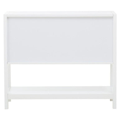 Sherman White Wood & Rattan Two Drawer Side Cabinet