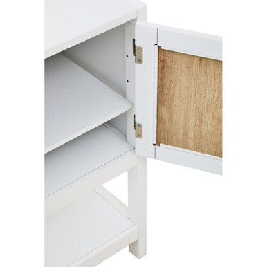 Sherman White Wood & Rattan Two Drawer Side Cabinet