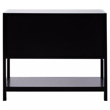 Sherman Black Wood & Rattan Two Door Side Cabinet