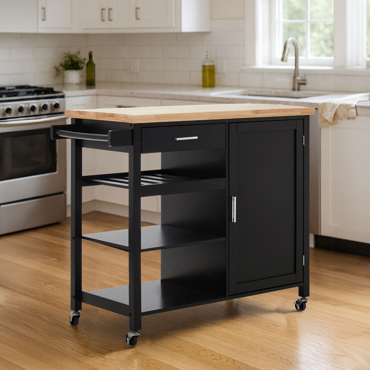 Frankfurt Black Kitchen Trolley