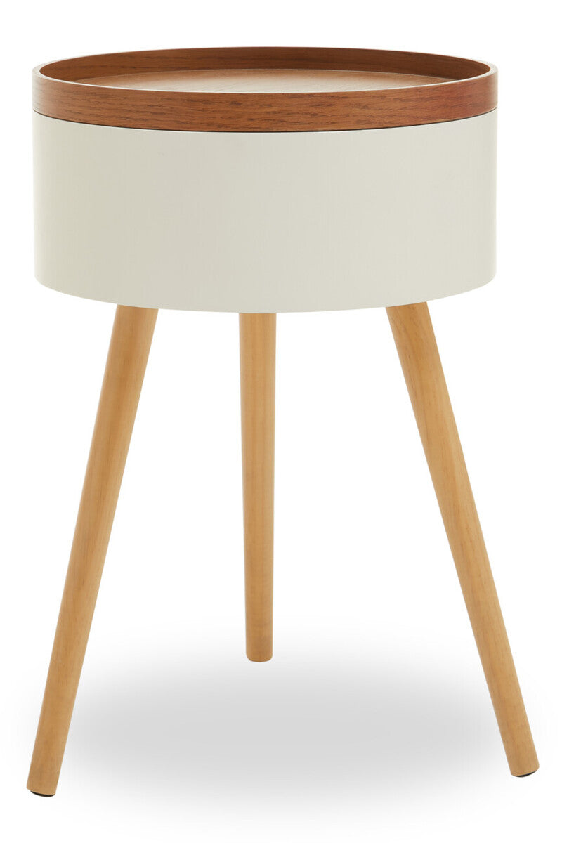 Natural Wooden Storage Side Table With Lift Up Lid Natural Wood Veneer Top, Viborg