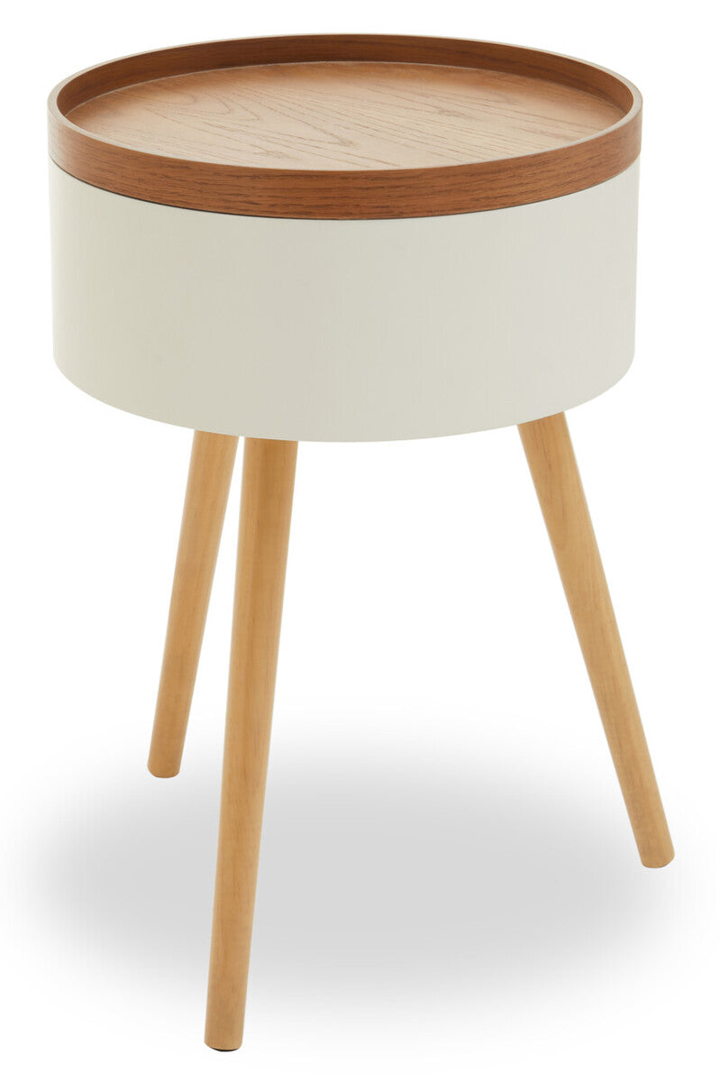 Natural Wooden Storage Side Table With Lift Up Lid Natural Wood Veneer Top, Viborg