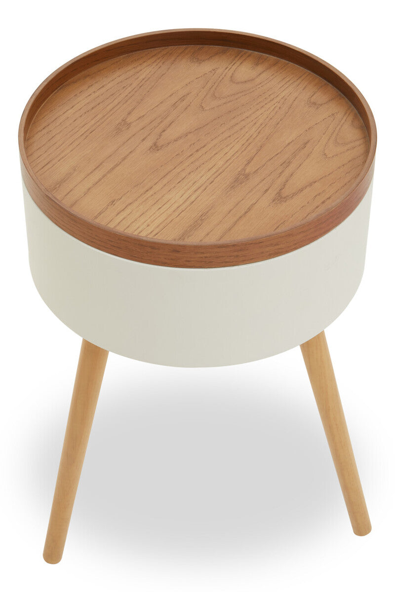 Natural Wooden Storage Side Table With Lift Up Lid Natural Wood Veneer Top, Viborg